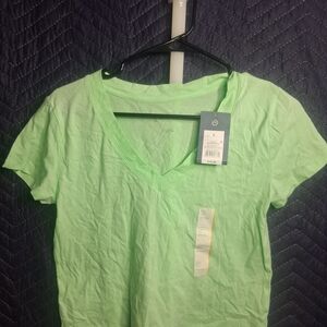 Mint Green V-Neck Short Sleeve Tee